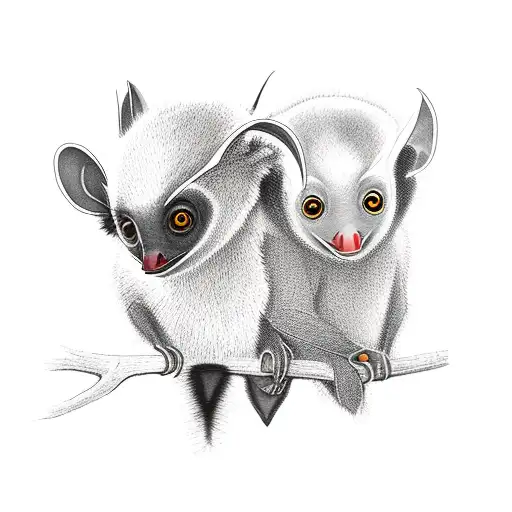 2 baby fruit bats in a tree tattoo design idea