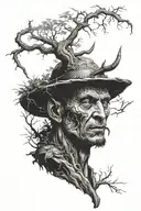 devil in the forest tattoo design idea