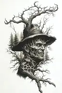 devil in the forest tattoo design idea
