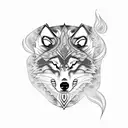 wolf with smoke and flames tattoo design idea