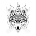 wolf with smoke and flames tattoo design idea
