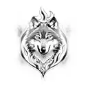 wolf with smoke and flames tattoo design idea