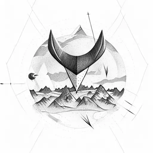 arrow head with nature in the background and the number 7 tattoo design idea