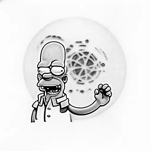 Homer Simpson with nuclear radiation  tattoo design idea