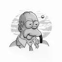 Homer Simpson with nuclear radiation  tattoo design idea