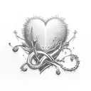 simple barbed wire heart tattoo design idea