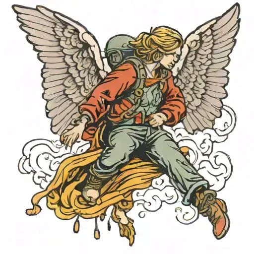 angel with parachute tattoo design idea