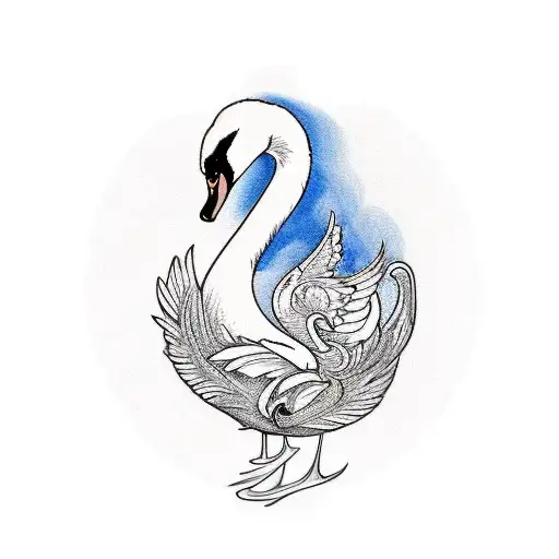 Half sleeve tattoo design containing a swan and the symbol of grace for “Hannah” as well as the symbol of wealth, power  tattoo design idea