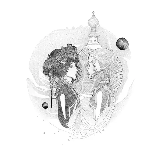 Grandmother and granddaughter  tattoo design idea