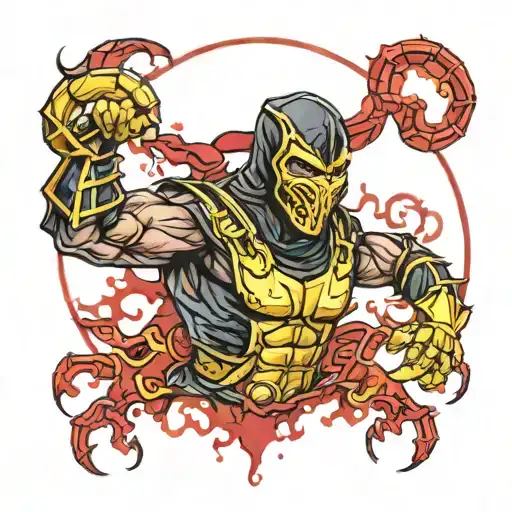 mortal kombat scorpion bloody tattoo design idea