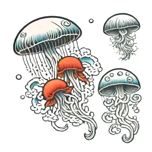 jellyfish and mushroom  tattoo design idea