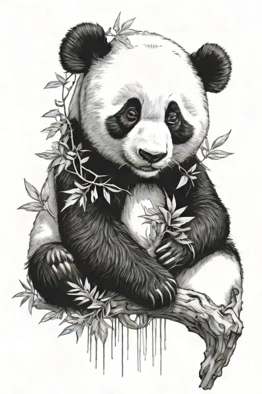 panda with hidden semicolon incorporated tattoo design idea
