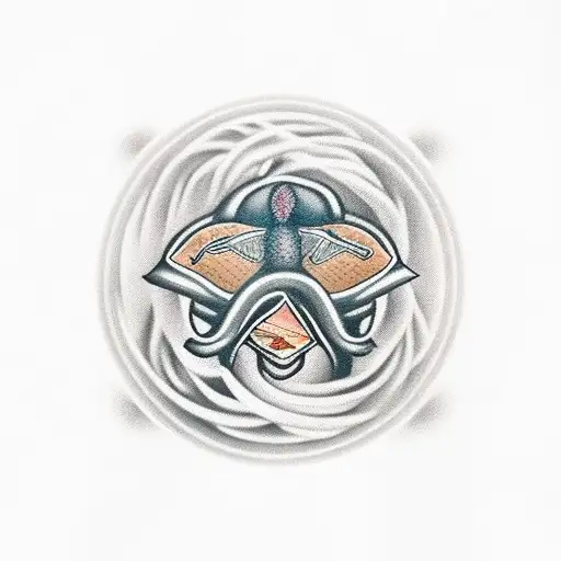 A realistic portrait of a loved one holding a Prostate Cancer Ribbon tattoo design idea