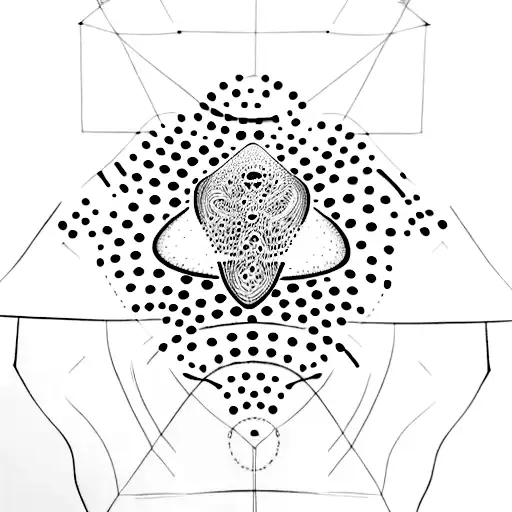 Incorporate dotwork technique to create a mesmerizing geometric pattern with a hidden prostate cancer ribbon tattoo design idea