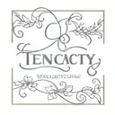 the word tenacity in typewriter font, with a blue ribbon in the background tattoo design idea