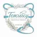 the word tenacity in typewriter font, with a blue ribbon in the background tattoo design idea