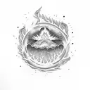 fire line volcano  tattoo design idea