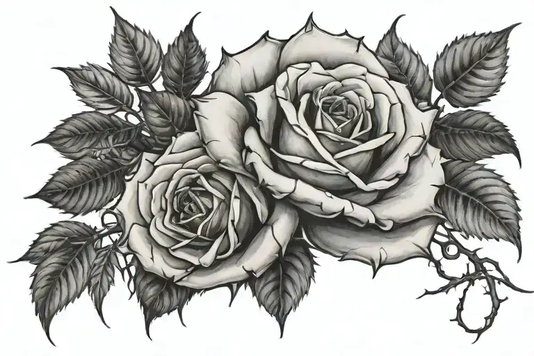 Name Thorns Rose wrapped tattoo design idea