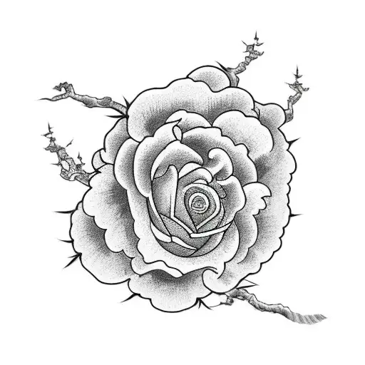 dead rose cherry blossom tree tattoo design idea