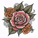 rose e mandala design incorporating symbols tattoo design idea