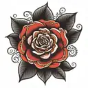 rose e mandala design incorporating symbols tattoo design idea