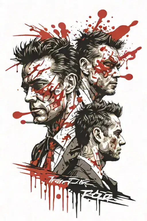 Fight club tyler jack two face morphing tattoo design idea