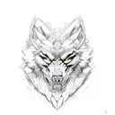 A sketch-style portrait of Fenrir, showcasing his fearsome and mythical nature tattoo design idea
