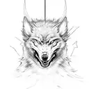 A sketch-style portrait of Fenrir, showcasing his fearsome and mythical nature tattoo design idea