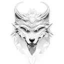 A sketch-style portrait of Fenrir, showcasing his fearsome and mythical nature tattoo design idea