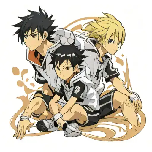 black hair boy short blond hair girl haikyu characters tattoo design idea