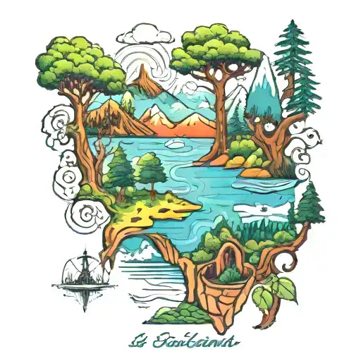 L.A., Kendrick Lamar, J. Cole, Denver, Wallowa Lake, Patience, Love, Rivers, Hanalei Bay, Trees, tattoo design idea