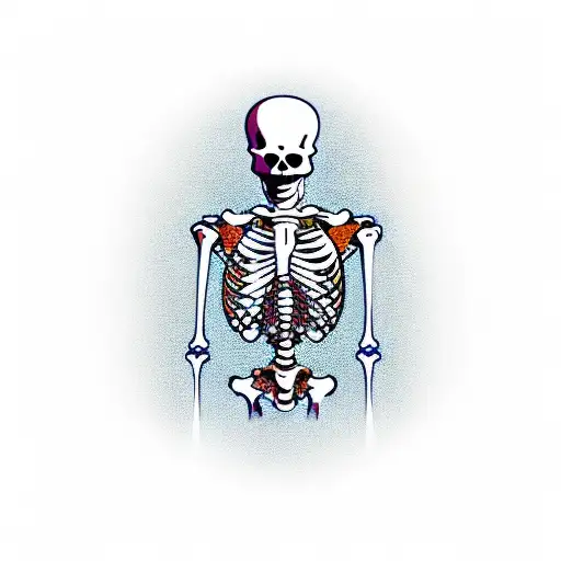 skeleton with a cage around its chest tattoo design idea
