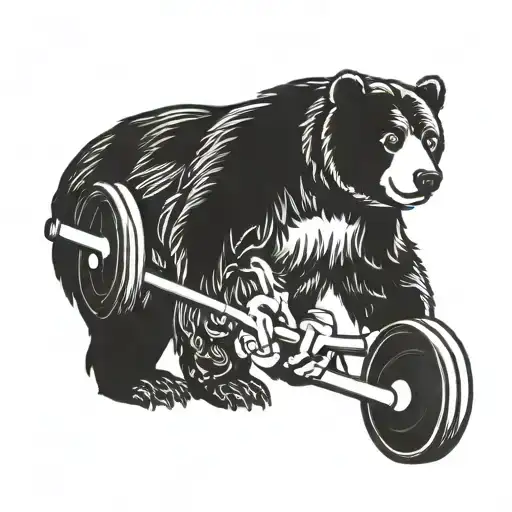 bear and barbell tattoo design idea