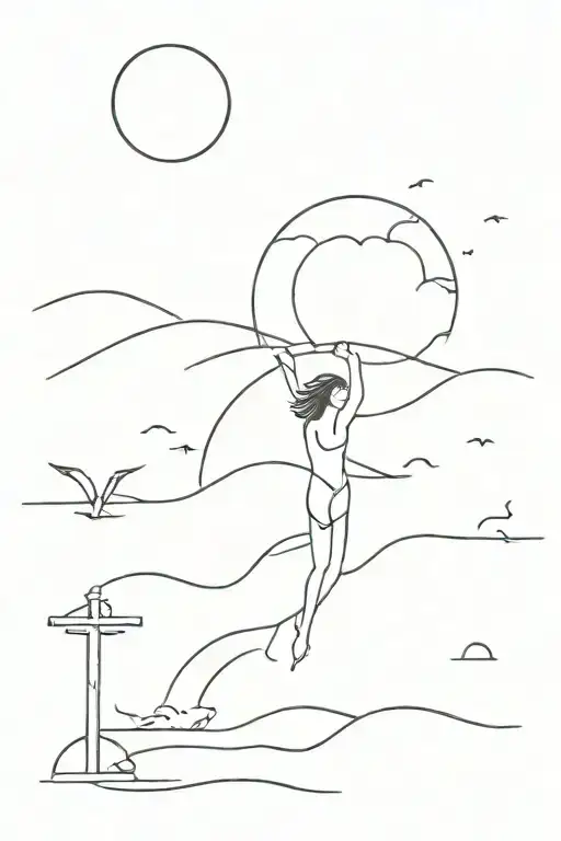 god, freedom, resilience, beach, adventure themed tattoo tattoo design idea