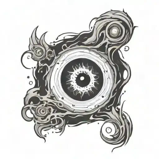 black hole with a shadow of an eye tattoo design idea