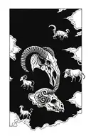 A sleeve patchwork tattoo featuring a ram skull that's connected with other animal skulls + there's a chain giving flow tattoo design idea