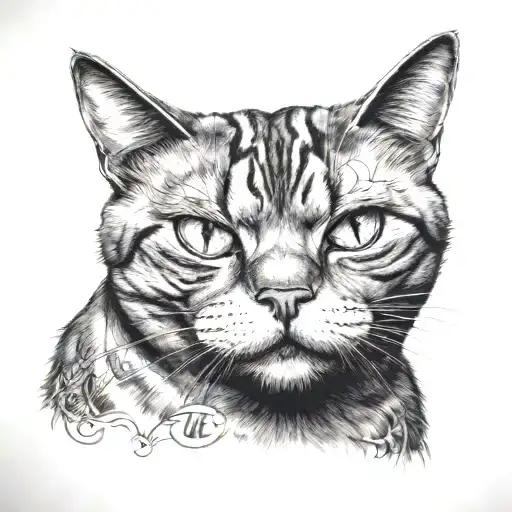 a super fat cat with diabetes tattoo design idea