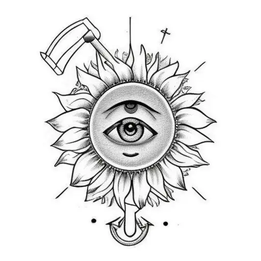 Russia, God, Sunflower, Eye, Axe, Ancestors, Soul tattoo design idea