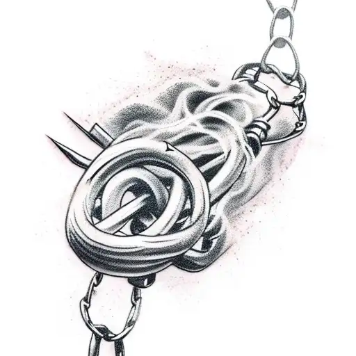 a barbed wire tattoo design with chains protruding from the barbed wire and lots of smoke tattoo design idea