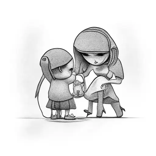 mother helping his child tattoo design idea