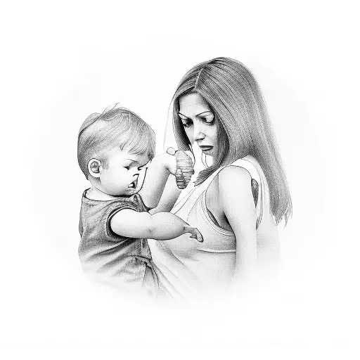 mother helping his child tattoo design idea
