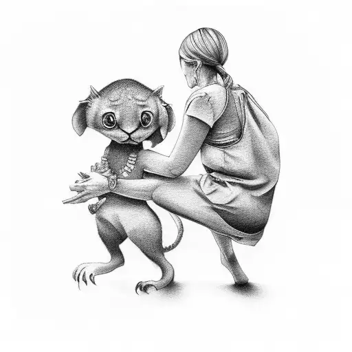 Mother raising a son tattoo design idea