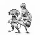 Mother raising a son tattoo design idea