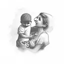 Mother raising a son tattoo design idea