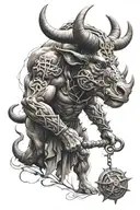 minotaur mythic theme tattoo design idea