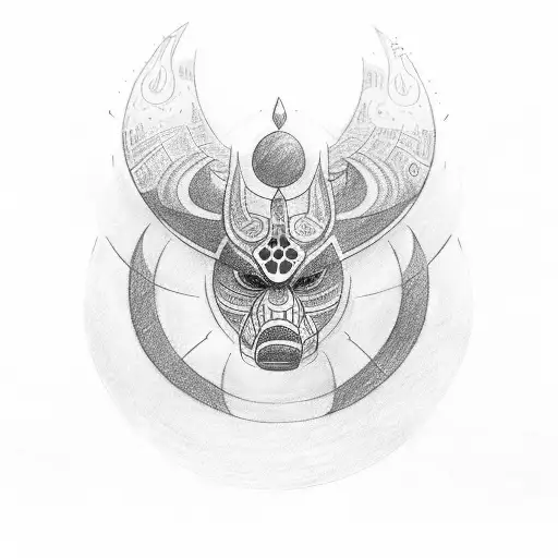 haida trattoo sketch with black and red colors, totem tattoo design idea