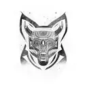 haida with black and red colors, totem, animals tattoo design idea