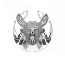 haida with black and red colors, totem, animals tattoo design idea