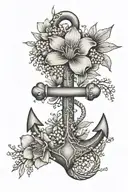 anchor with marigold, daffodil, daisy, lily of the valley tattoo design idea