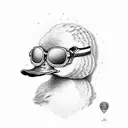 duck badass with sunglass tattoo design idea